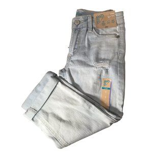 Girls Size 5 Straight Leg White Wash Hole Distressed Stretch Croppped Jean New